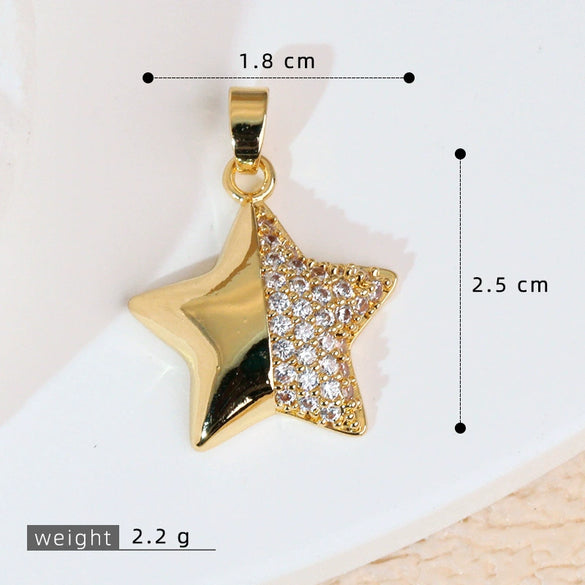 Jewelry Accessories Necklace Pendant Women's Diamond Fivepointed Star Electroplated Copper