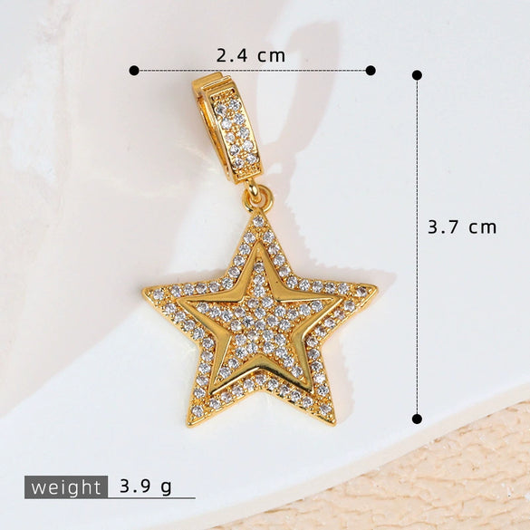 Jewelry Accessories Necklace Pendant Women's Diamond Fivepointed Star Electroplated Copper