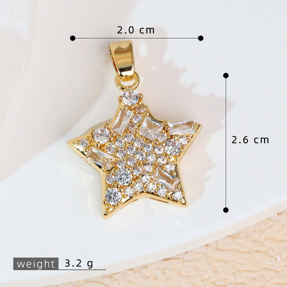 Jewelry Accessories Necklace Pendant Women's Diamond Fivepointed Star Electroplated Copper