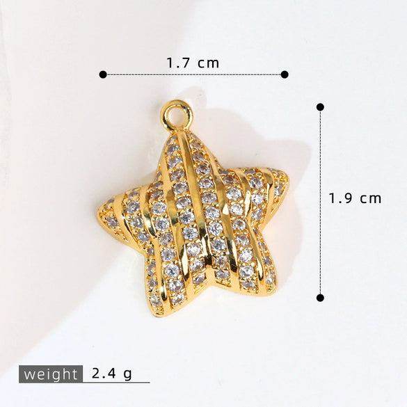 Jewelry Accessories Necklace Pendant Women's Diamond Fivepointed Star Electroplated Copper