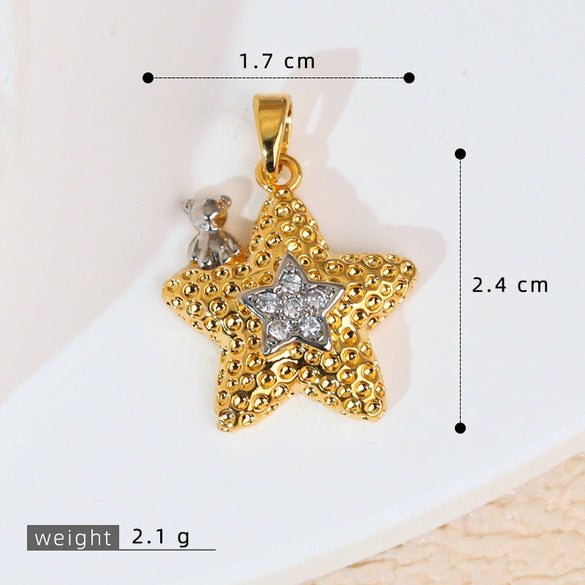 Jewelry Accessories Necklace Pendant Women's Diamond Fivepointed Star Electroplated Copper