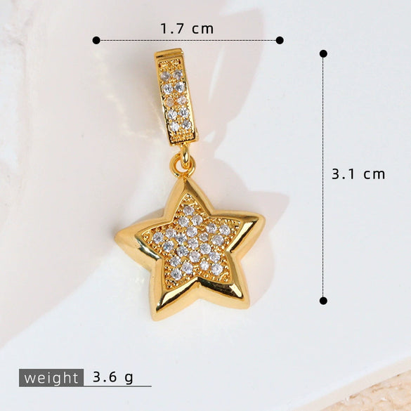 Jewelry Accessories Necklace Pendant Women's Diamond Fivepointed Star Electroplated Copper