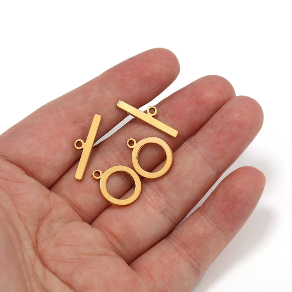 Jewelry Accessories O Buckle Stainless Steel Polished Flat Line Round Electroplated