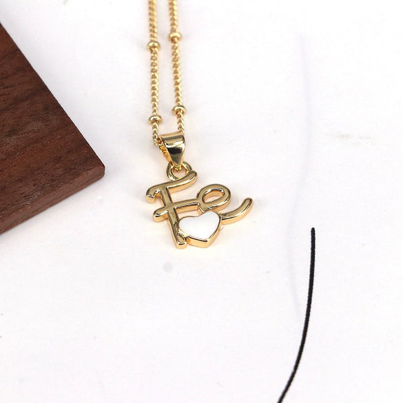 Jewelry Accessories Peach Heart Pendant Ball Chain Necklace Copper Titanium Steel Dripping Oil Design