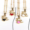 Jewelry Accessories Peach Heart Pendant Ball Chain Necklace Copper Titanium Steel Dripping Oil Design