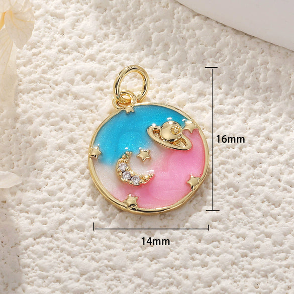 Jewelry Accessories Pendant Copper Real Gold Plated Sweet Style Love Butterfly Shell Crystal With Heart Shape And Insect Pattern Dripping Oil Design