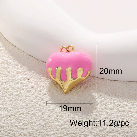 Jewelry Accessories Pendant Copper Real Gold Plated Sweet Style Love Butterfly Shell Crystal With Heart Shape And Insect Pattern Dripping Oil Design
