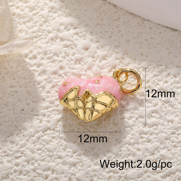 Jewelry Accessories Pendant Copper Real Gold Plated Sweet Style Love Butterfly Shell Crystal With Heart Shape And Insect Pattern Dripping Oil Design