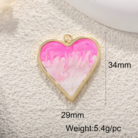 Jewelry Accessories Pendant Copper Real Gold Plated Sweet Style Love Butterfly Shell Crystal With Heart Shape And Insect Pattern Dripping Oil Design