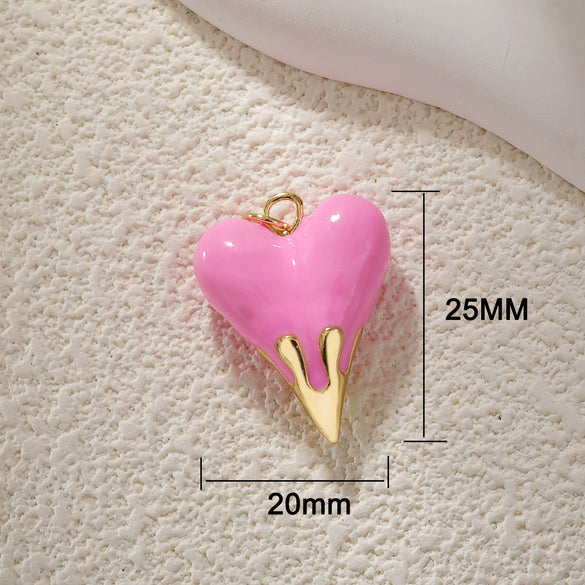 Jewelry Accessories Pendant Copper Real Gold Plated Sweet Style Love Butterfly Shell Crystal With Heart Shape And Insect Pattern Dripping Oil Design