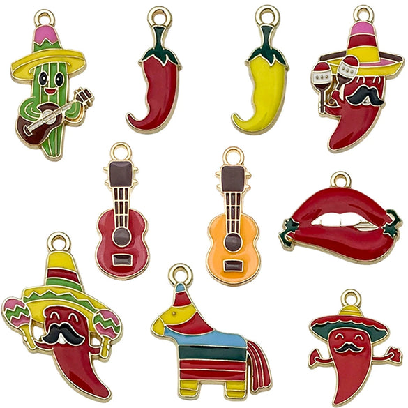 Jewelry Accessories Pendant Keychain Zinc Alloy Cartoon Pepper Cactus Shape Dripping Oil Design