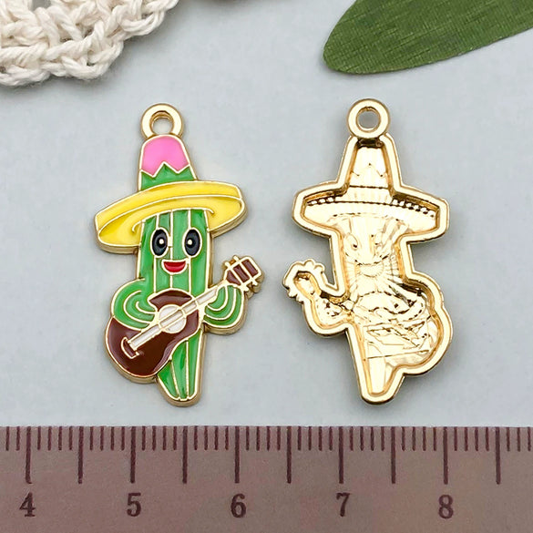 Jewelry Accessories Pendant Keychain Zinc Alloy Cartoon Pepper Cactus Shape Dripping Oil Design