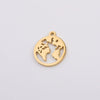 Jewelry Accessories Pendant Stainless Steel Geometric World Map Round Hollow Mirror Finish Polishing
