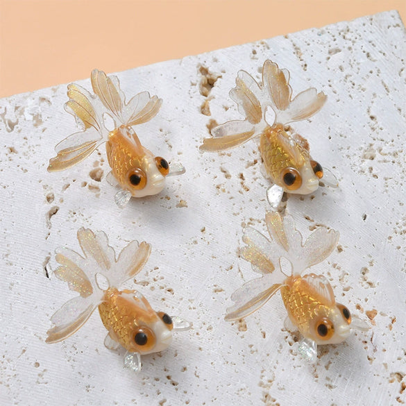 Jewelry Accessories Plastic Resin Dripping Oil Koi Carp Goldfish Pendant Stud Earrings Diy Handmade