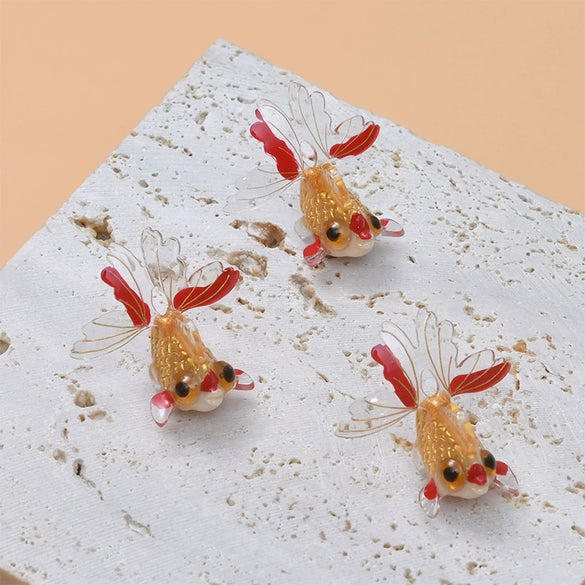Jewelry Accessories Plastic Resin Dripping Oil Koi Carp Goldfish Pendant Stud Earrings Diy Handmade