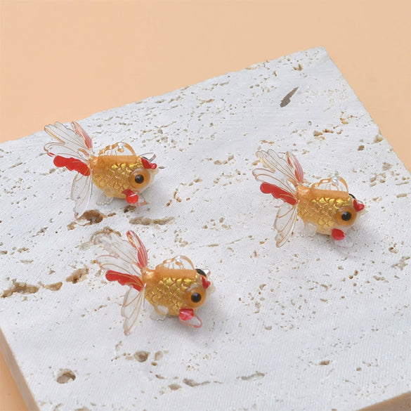Jewelry Accessories Plastic Resin Dripping Oil Koi Carp Goldfish Pendant Stud Earrings Diy Handmade