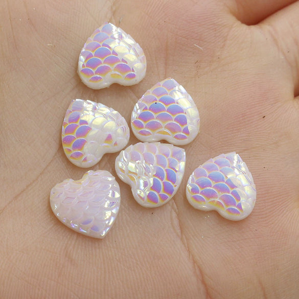 Jewelry Accessories Plastic Resin Heart Fish Scale Electroplated