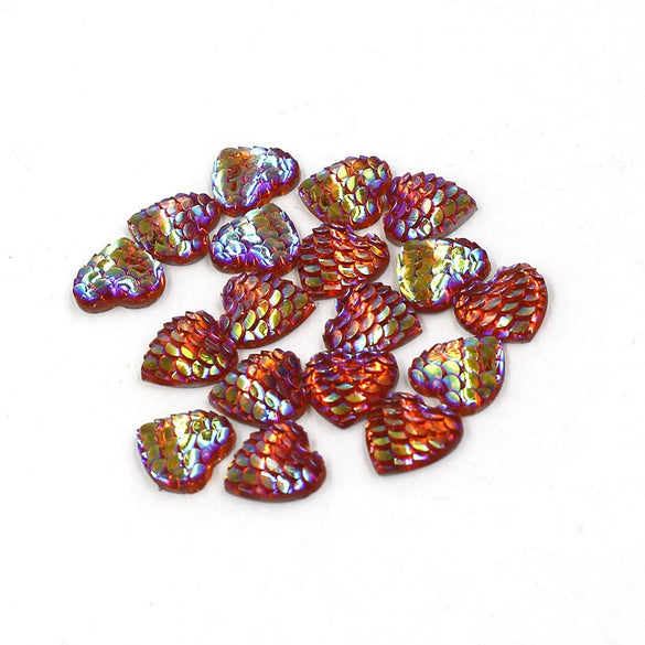 Jewelry Accessories Plastic Resin Heart Fish Scale Electroplated