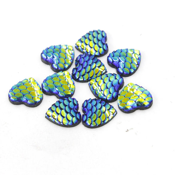 Jewelry Accessories Plastic Resin Heart Fish Scale Electroplated