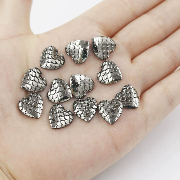Jewelry Accessories Plastic Resin Heart Fish Scale Electroplated