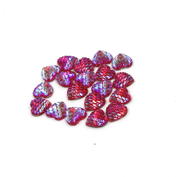 Jewelry Accessories Plastic Resin Heart Fish Scale Electroplated