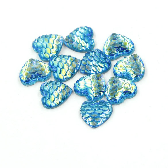 Jewelry Accessories Plastic Resin Heart Fish Scale Electroplated