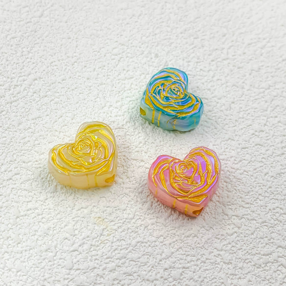Jewelry Accessories Plastic Resin Love Rose Pattern Beaded Handmade