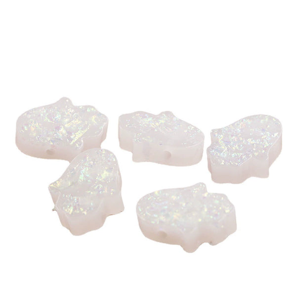 Jewelry Accessories Plastic Resin Opal Hamsa Bead With Small Hole And Environmental Protection Treatment