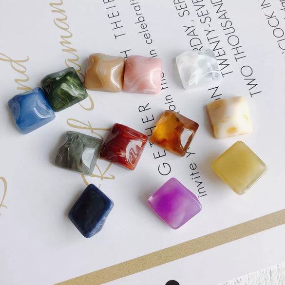 Jewelry Accessories Plastic Resin Square Geometric Smudged Ink Pattern