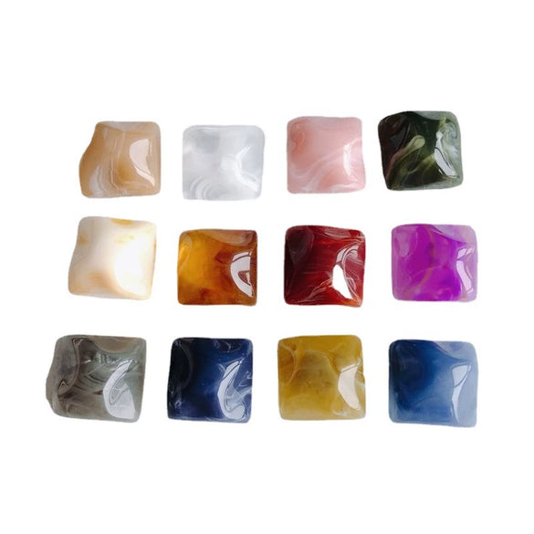 Jewelry Accessories Plastic Resin Square Geometric Smudged Ink Pattern