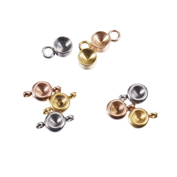Jewelry Accessories Polished Round Base Stainless Steel Birth Stone Titanium Steel Electroplated