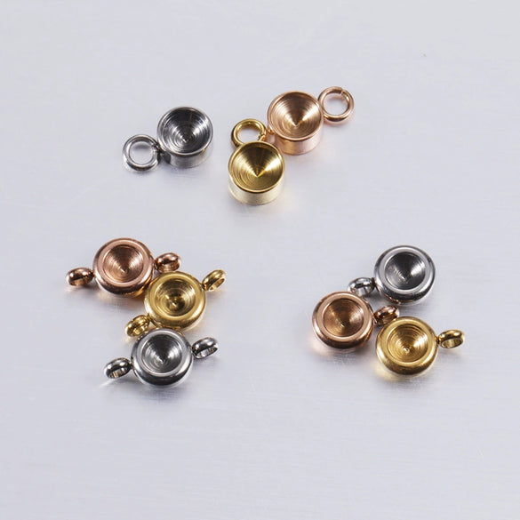 Jewelry Accessories Polished Round Base Stainless Steel Birth Stone Titanium Steel Electroplated