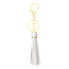 Jewelry Accessories Pu Leather Tassel Keychain Solid Color Electroplating