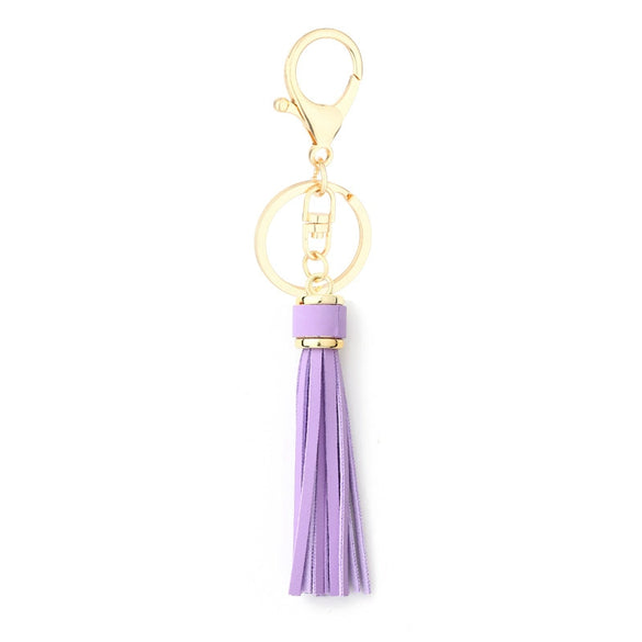 Jewelry Accessories Pu Leather Tassel Keychain Solid Color Electroplating