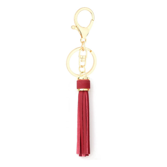 Jewelry Accessories Pu Leather Tassel Keychain Solid Color Electroplating