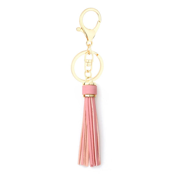 Jewelry Accessories Pu Leather Tassel Keychain Solid Color Electroplating