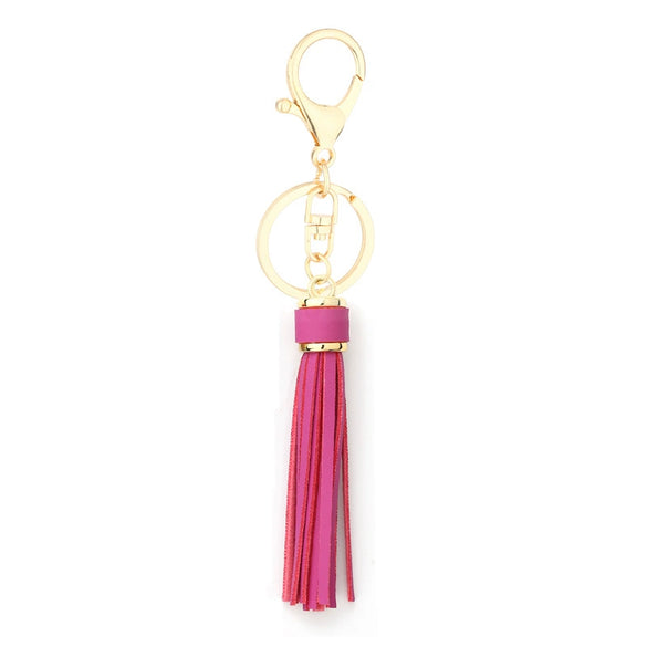 Jewelry Accessories Pu Leather Tassel Keychain Solid Color Electroplating