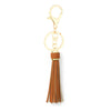 Jewelry Accessories Pu Leather Tassel Keychain Solid Color Electroplating