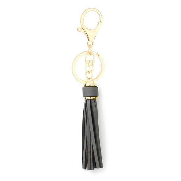 Jewelry Accessories Pu Leather Tassel Keychain Solid Color Electroplating
