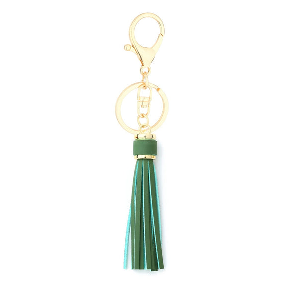 Jewelry Accessories Pu Leather Tassel Keychain Solid Color Electroplating