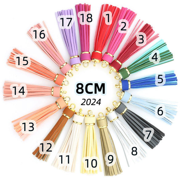 Jewelry Accessories Pu Leather Tassel Keychain Solid Color Electroplating