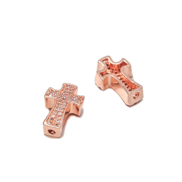 Jewelry Accessories Punk Style Copper Microinlaid Zircon Cross Fourcolor Perforated Electroplated Bracelet Necklace Loose Beads