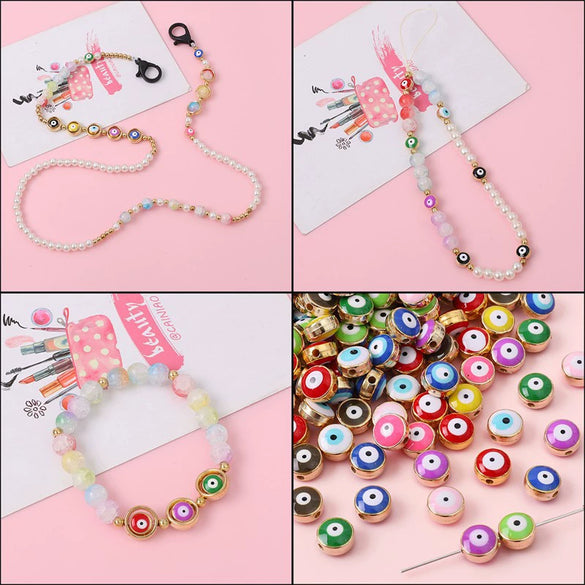 Jewelry Accessories Resin Beads Devil's Eye Pattern Handmade Pearlescent Treatment Bracelet Key Pendant
