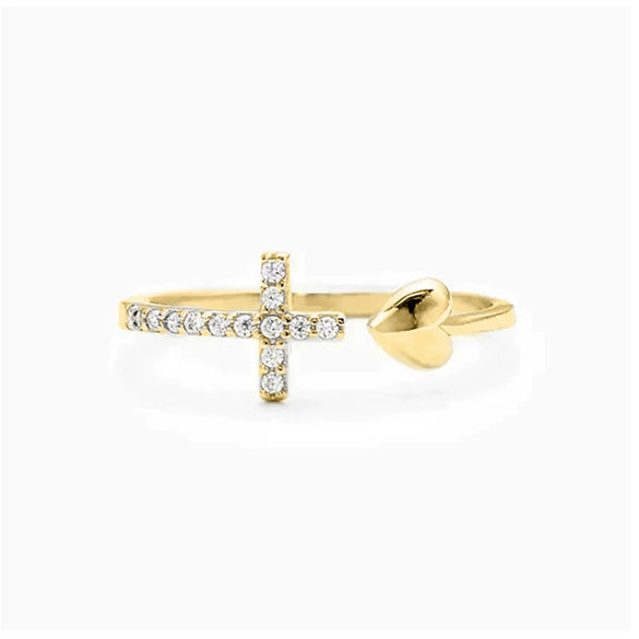 Jewelry Accessories Ring Copper Heart Geometric Inlaid Zircon Design Men And Women Same Style