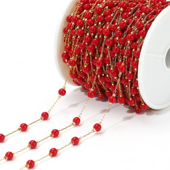 Jewelry Accessories Round Natural Stone Stainless Steel Chain Gold Plated
