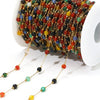Jewelry Accessories Round Natural Stone Stainless Steel Chain Gold Plated