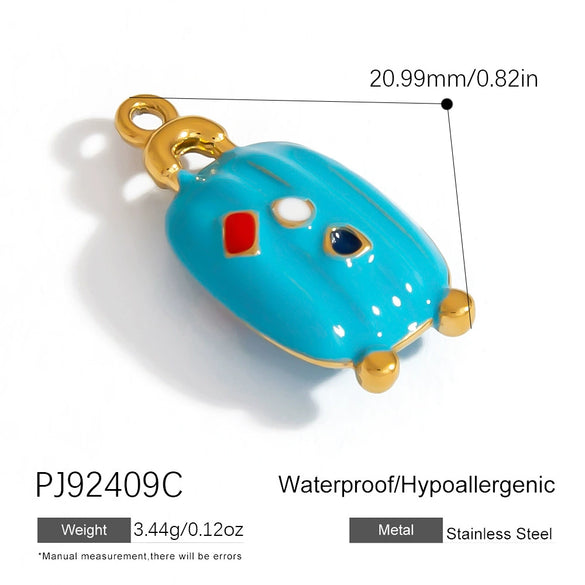 Jewelry Accessories Stainless Steel Acrylic Shell Ceramic Rainbow Pendant Electroplating