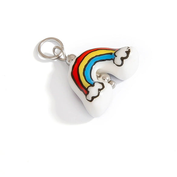 Jewelry Accessories Stainless Steel Acrylic Shell Ceramic Rainbow Pendant Electroplating
