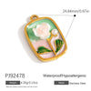 Jewelry Accessories Stainless Steel Acrylic Shell Ceramic Rainbow Pendant Electroplating