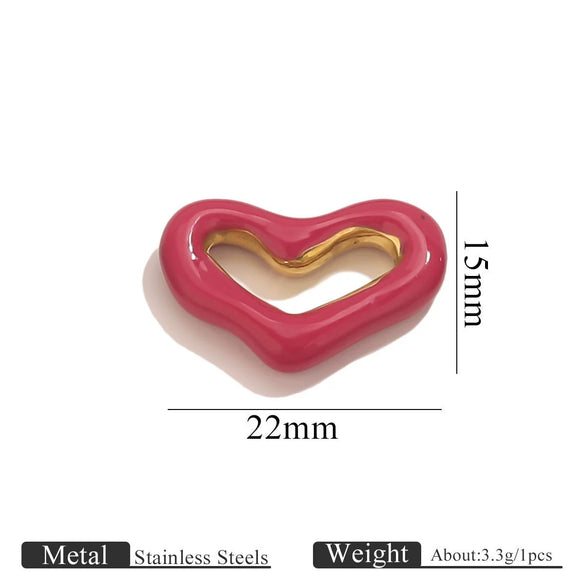 Jewelry Accessories Stainless Steel Big Heart Pendant With Oil Dripping And Vacuum Colorpreserving Process